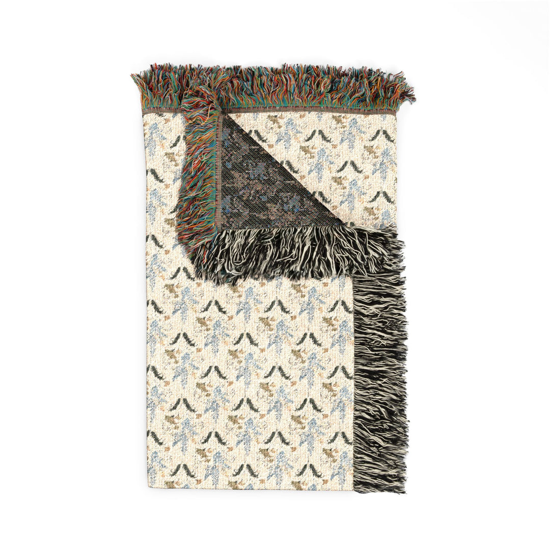 Textile with fringed edges on a white background