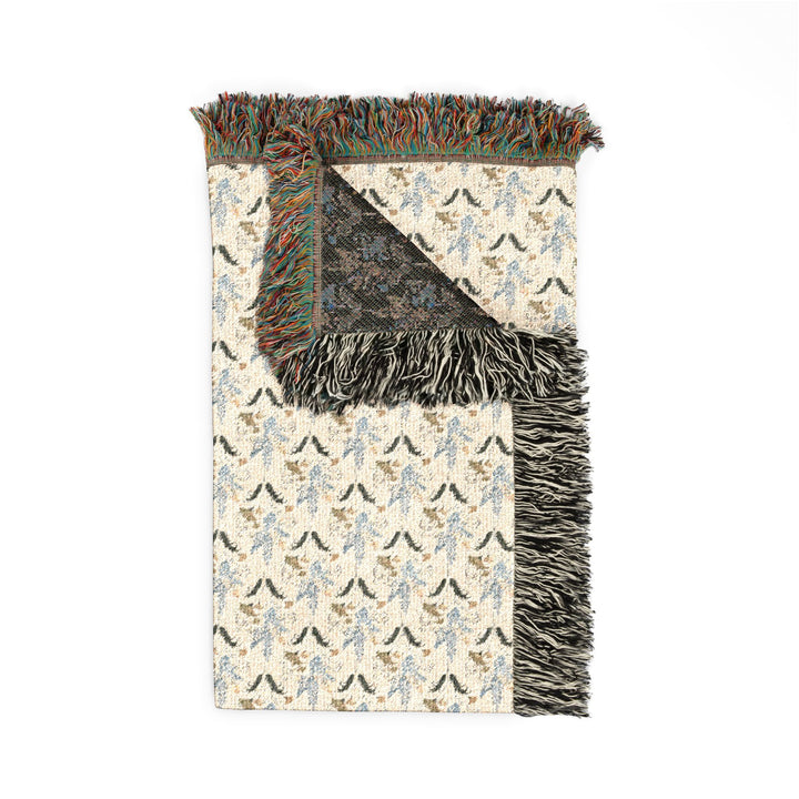 Textile with fringed edges on a white background