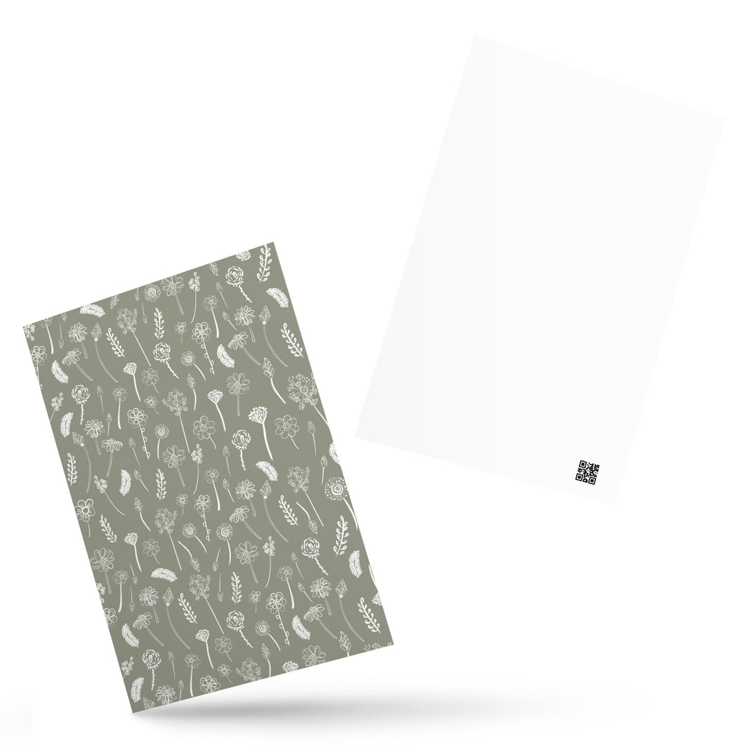 extra wide white traced flowers bookmark front and back display