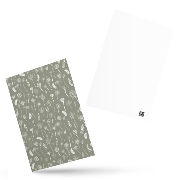 extra wide white traced flowers bookmark front and back display