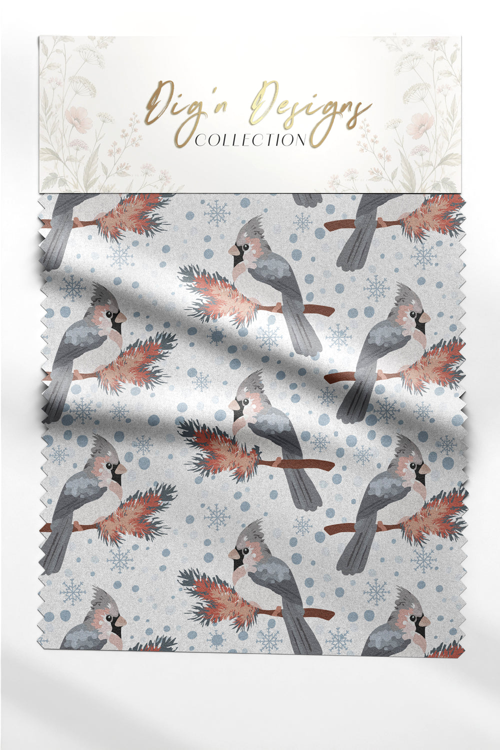 fabric swatch for Winter Cardinals & Pine