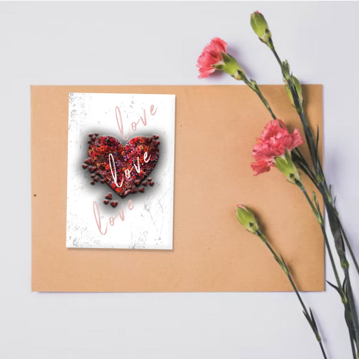 Display of Love Love Love bookmark with flowers