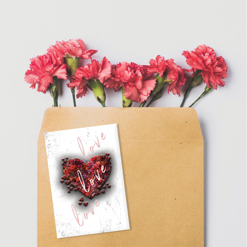 Display of Love Love Love bookmark with flowers