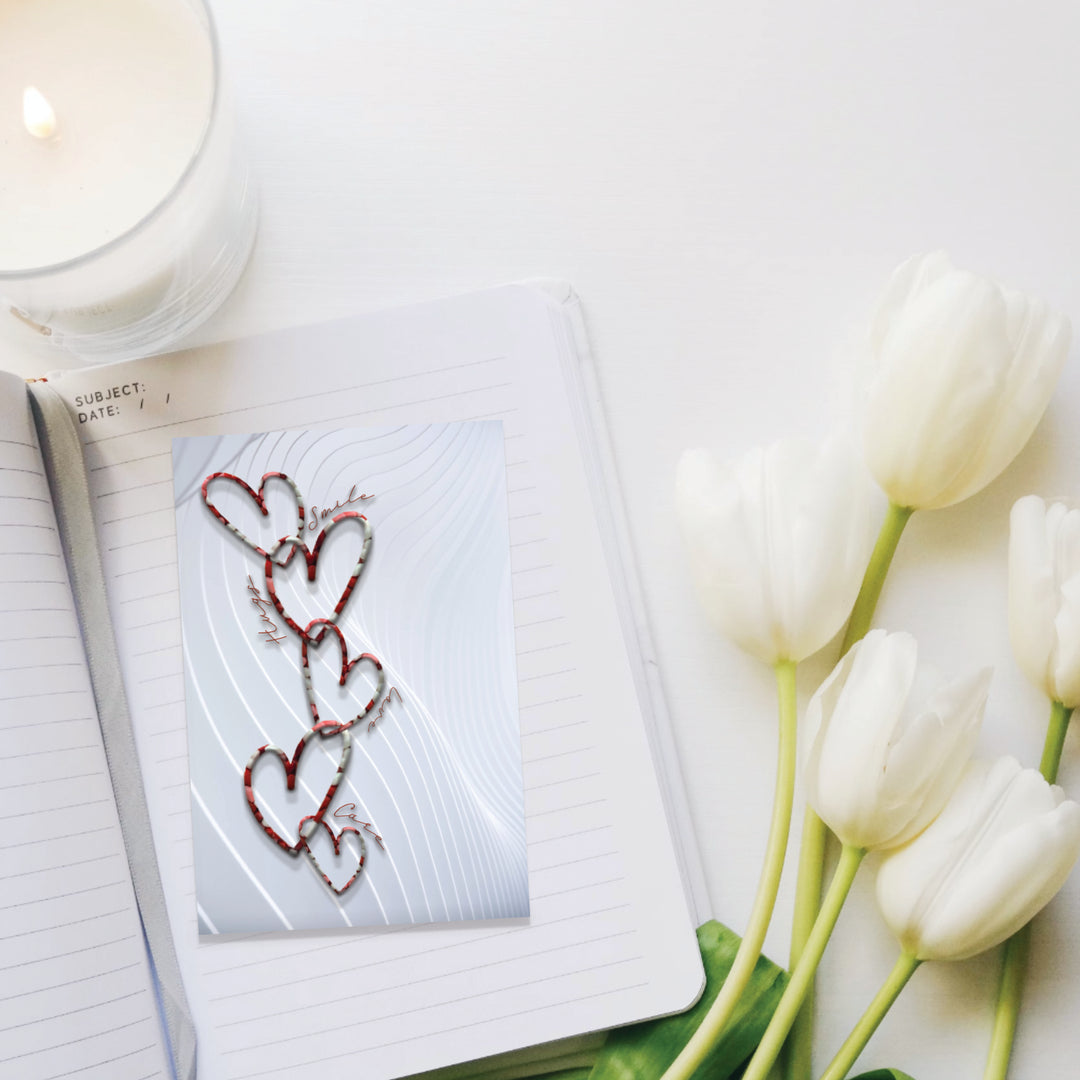 extra wide bookmark with hearts and words