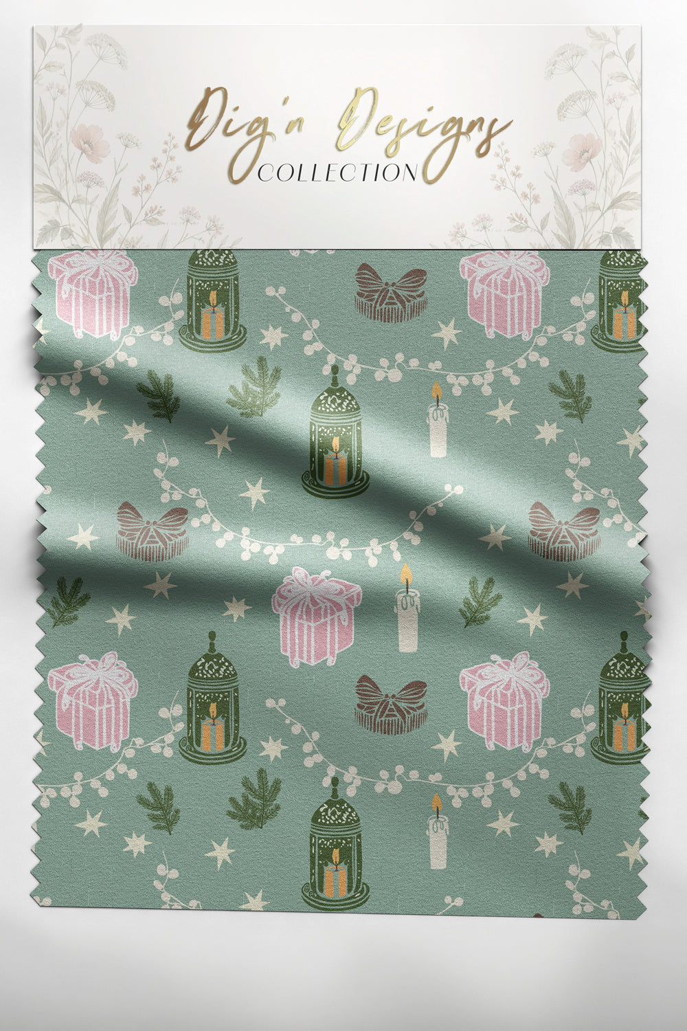 Fabric swatch of christmas fabric style small icons