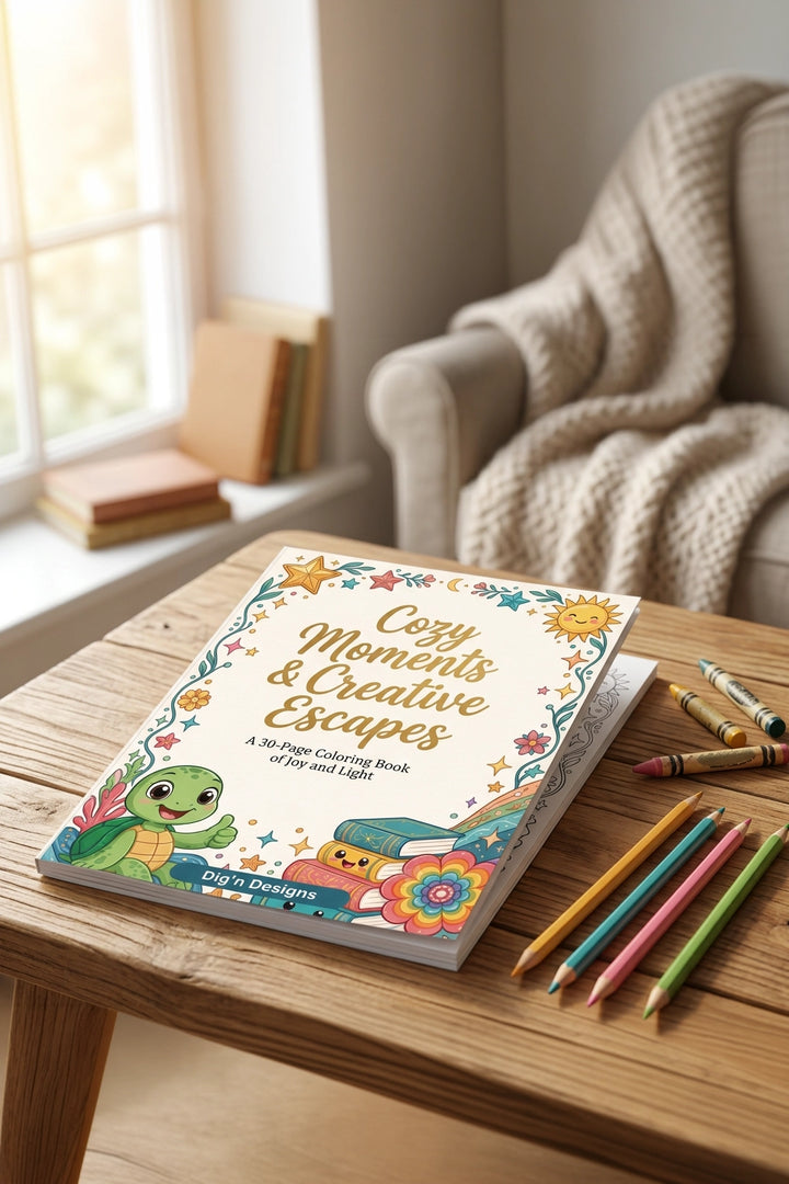 Showing a product colorbook cozy moments and creative escapes for adults and kids