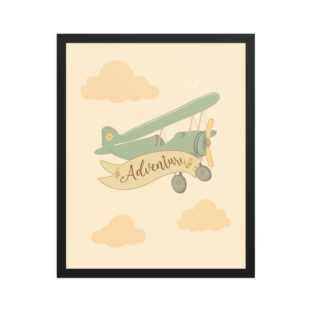 Adventure Awaits Airplane Wall Art | Whimsical Nursery Print