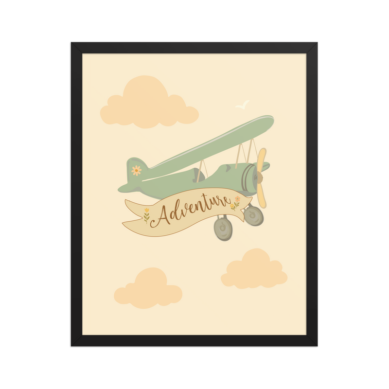 Adventure Awaits Airplane Wall Art | Whimsical Nursery Print