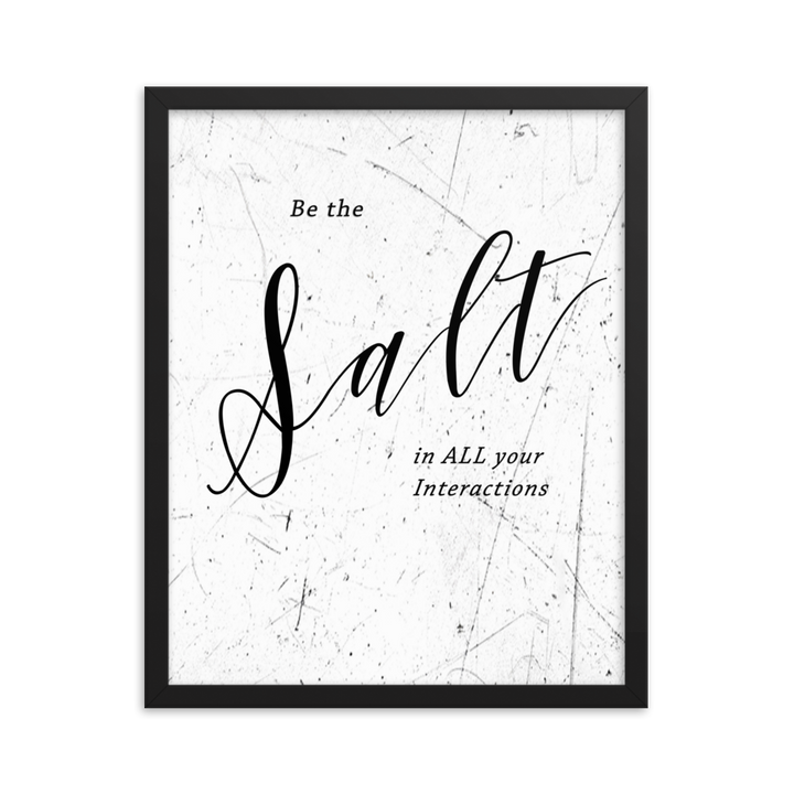 Picture of a wall hanging that says "be the salt in all your situations"