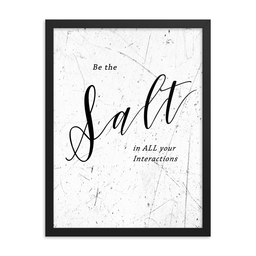 Picture of a wall hanging that says "be the salt in all your situations"