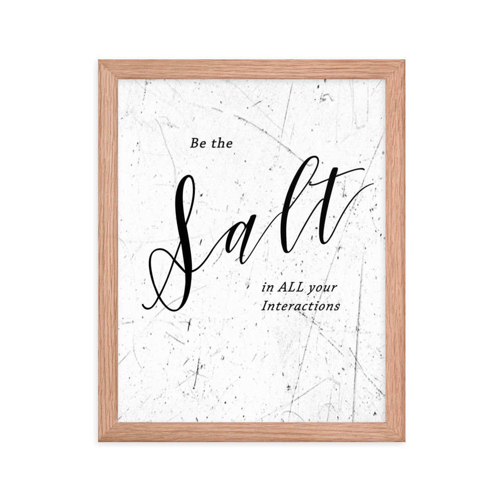 Picture of a wall hanging that says "be the salt in all your situations"