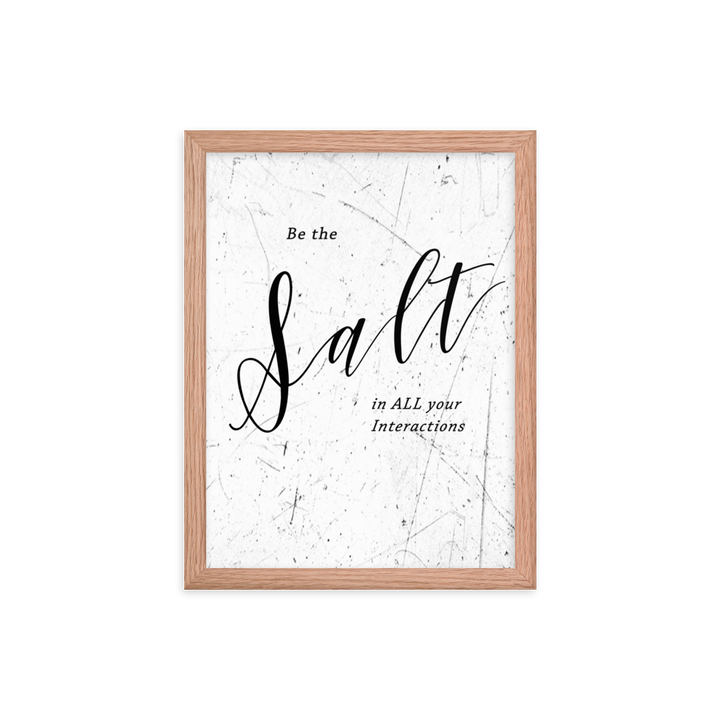 Picture of a wall hanging that says "be the salt in all your situations"