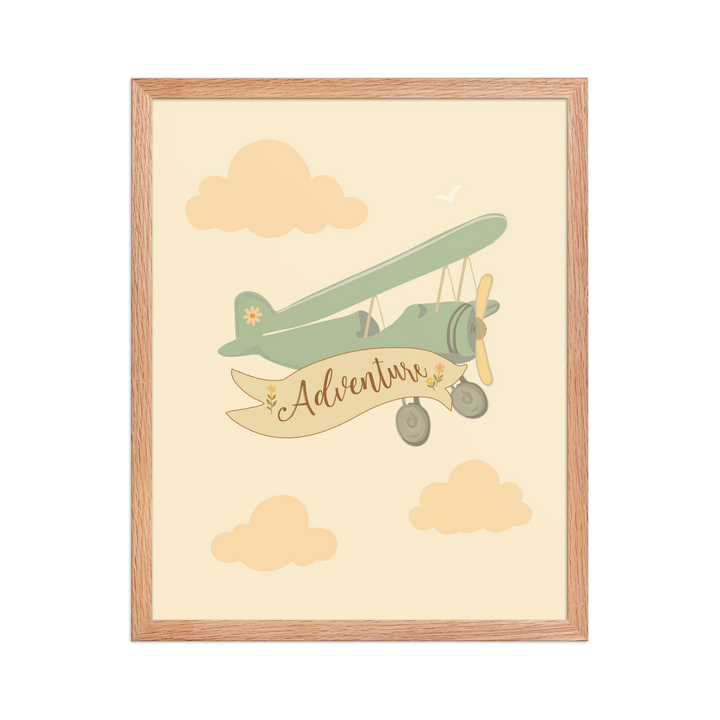 Adventure Awaits Airplane Wall Art | Whimsical Nursery Print