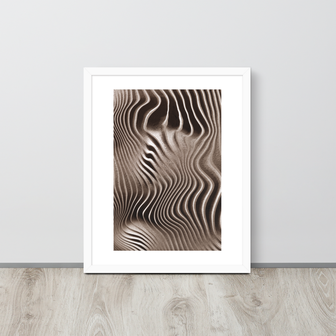Mystical Mushroom Gills Textile Art Framed Print (Piece 3 of 3) product is sitting on the ground