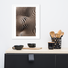 Mystical Mushroom Gills Textile Art Framed Print (Piece 1 of 3) displayed above a counter