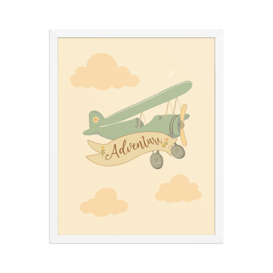 Adventure Awaits Airplane Wall Art | Whimsical Nursery Print