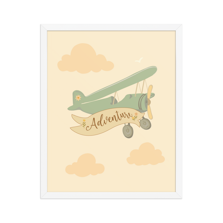 Adventure Awaits Airplane Wall Art | Whimsical Nursery Print