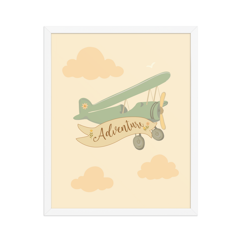 Adventure Awaits Airplane Wall Art | Whimsical Nursery Print