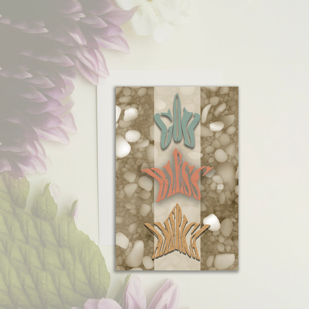 God bless america greeting card on table with flowers