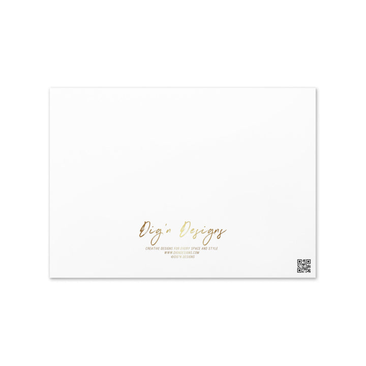 Thinking of you card, blank inside showing the back of it with logo design