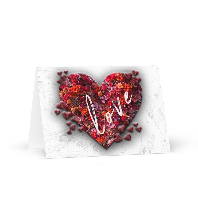 Display picture of the card with a red heart in the middle and the word love across the heart