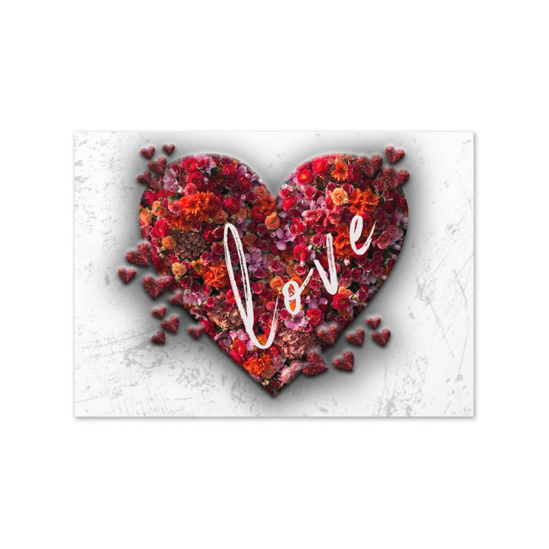 Display picture of the card with a red heart in the middle and the word love across the heart