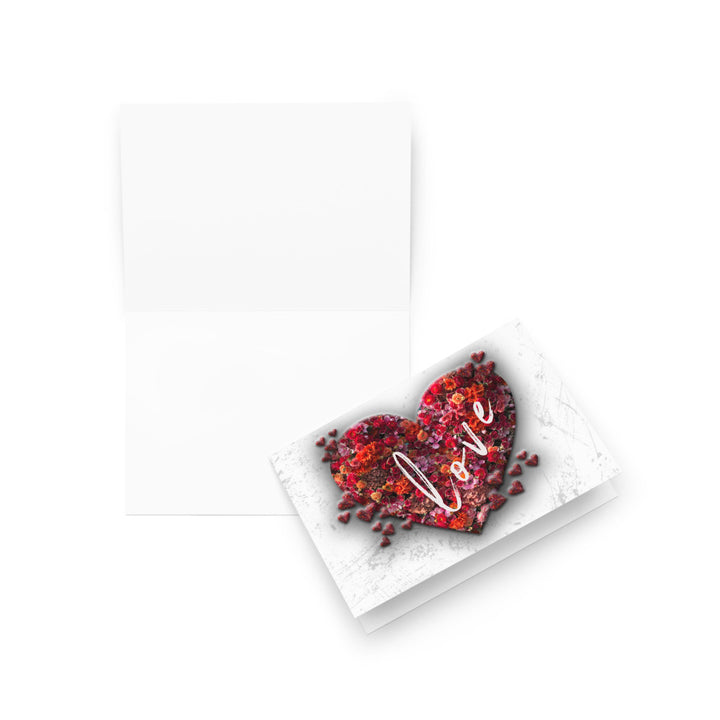 Display picture of the card with a red heart in the middle and the word love across the heart