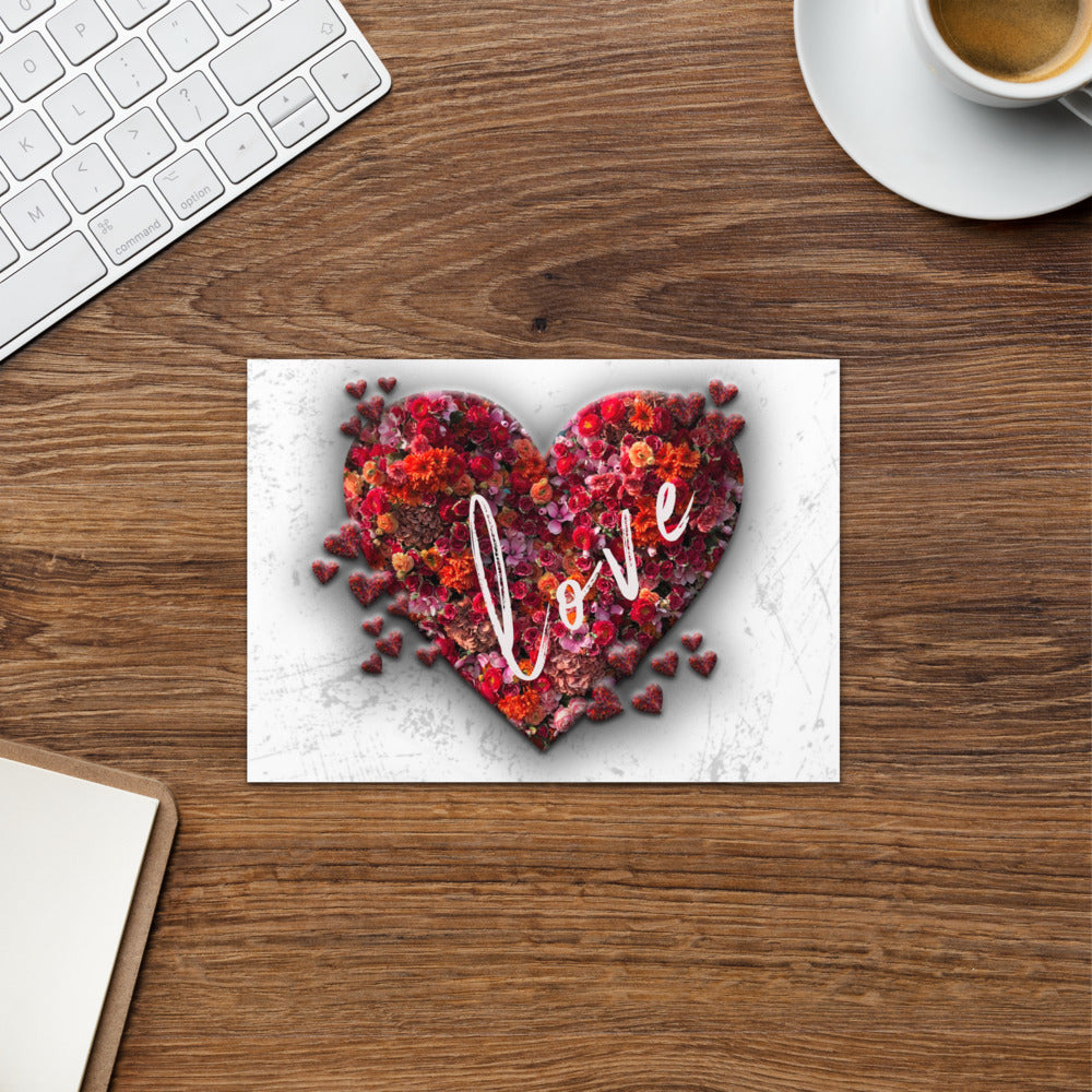 Display picture of the card with a red heart in the middle and the word love across the heart