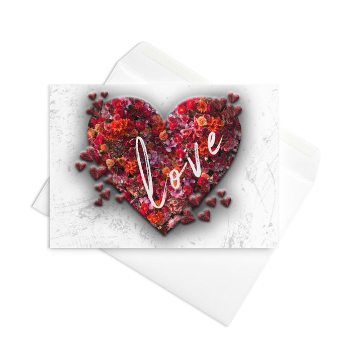 Display picture of the card with a red heart in the middle and the word love across the heart