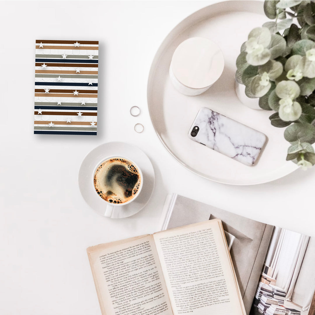 Extra wide independence book mark,  on a table