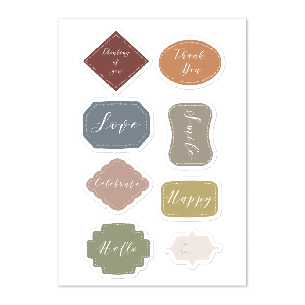 Kiss cut sticker sheet of package tags stickers