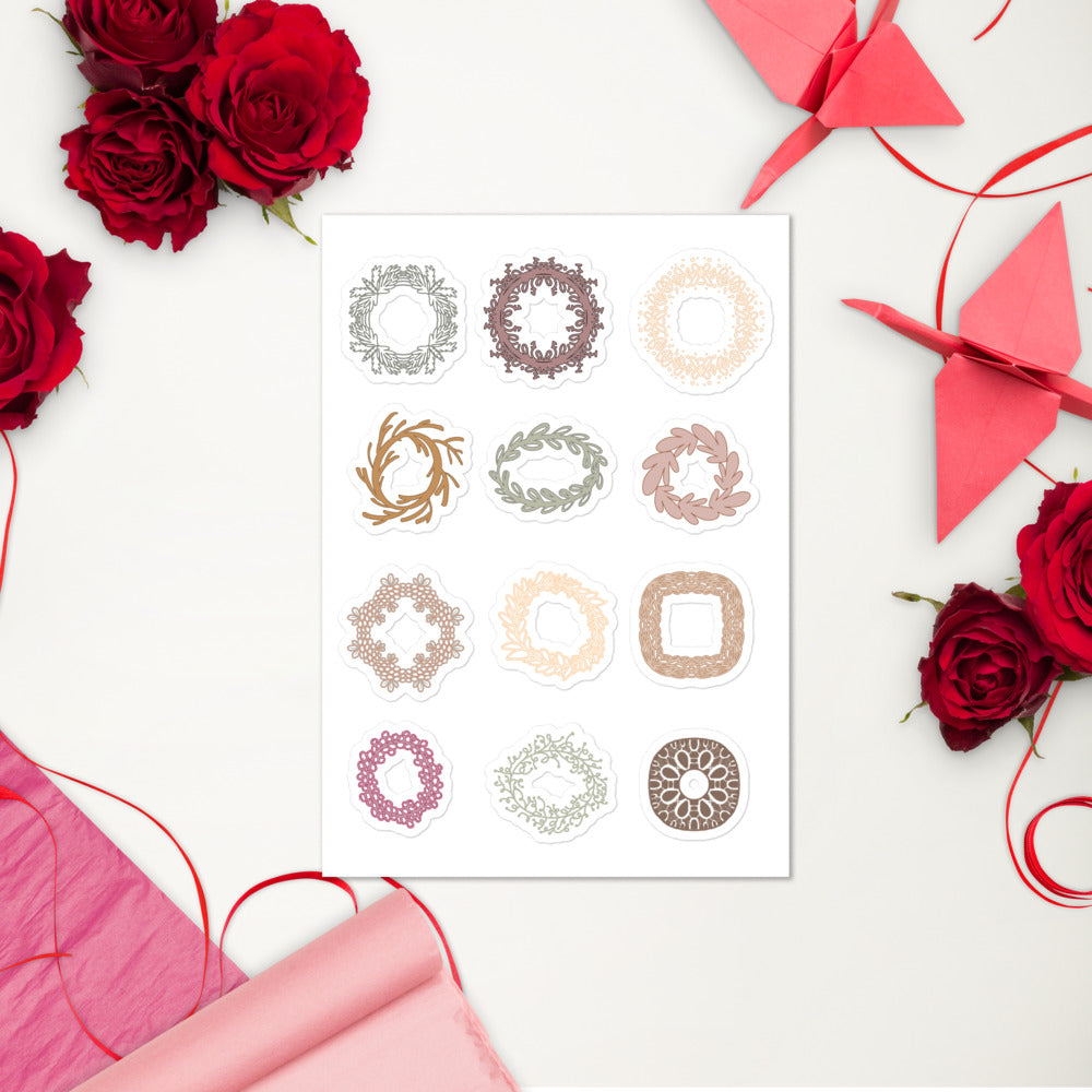 Kiss cut wreath stickers shown on a table