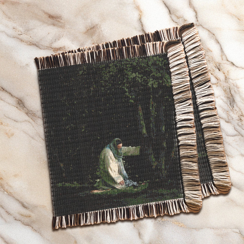 Jesus Christ in the garden of gethsemane woven blanket