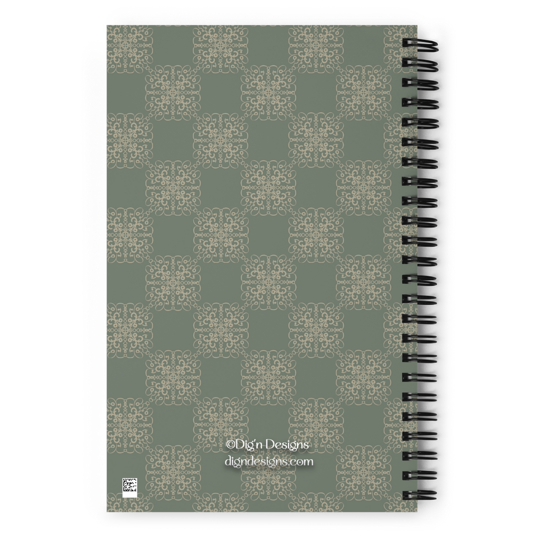 a back side of the product display of a notebook with the saying "all of the things" on it