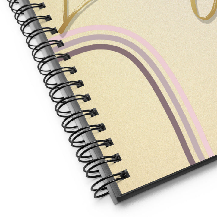 close up view of the spiral binging on the lucky golden notebook