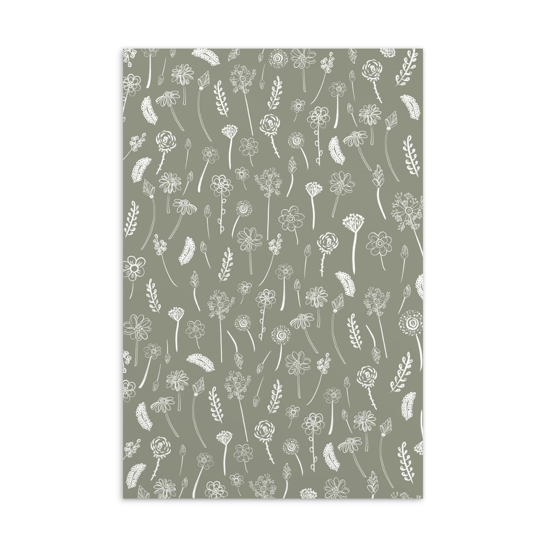 extra wide white traced flowers bookmark