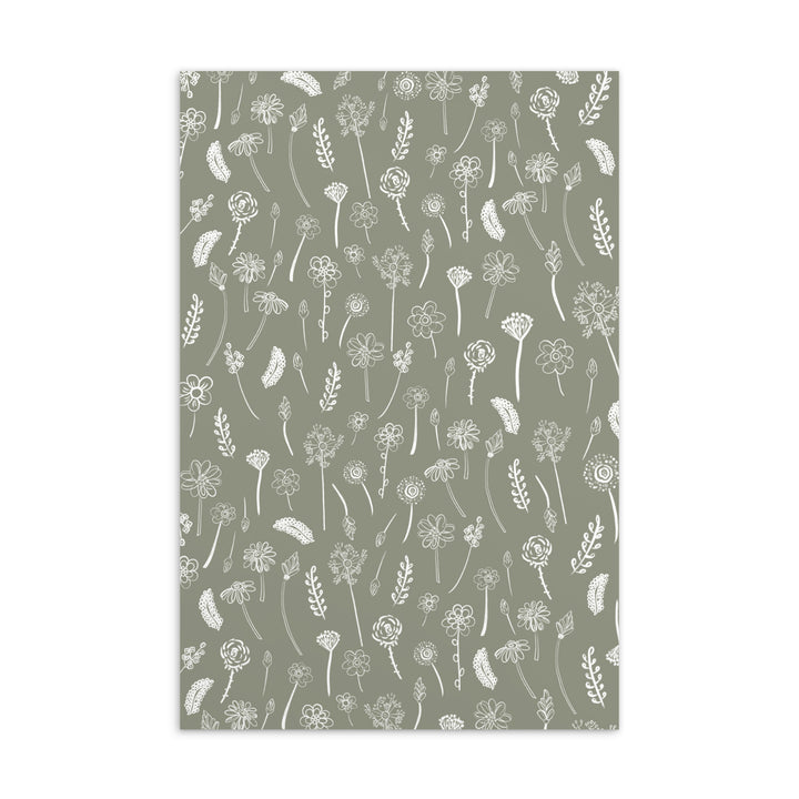 extra wide white traced flowers bookmark