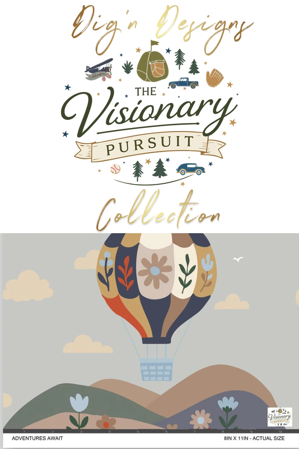 a sample of what the size the repeat pattern is for adventure awaits wallpaper on the dig&