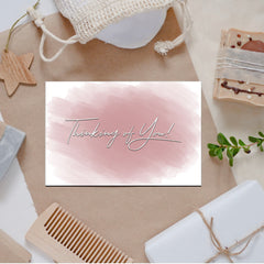 Thinking of you card, blank inside on brown paper with decor around it
