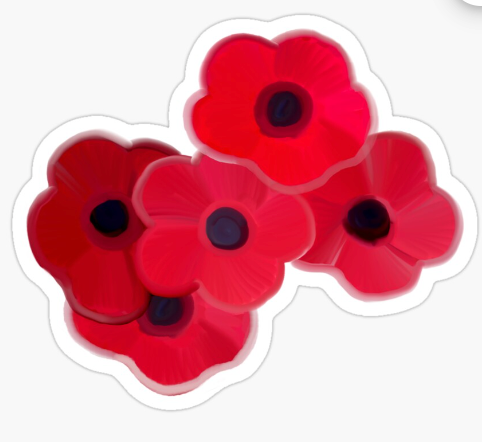 picture of 5 poppy flowers that look like the brooch Queen Elizabeth wore to honor the military.