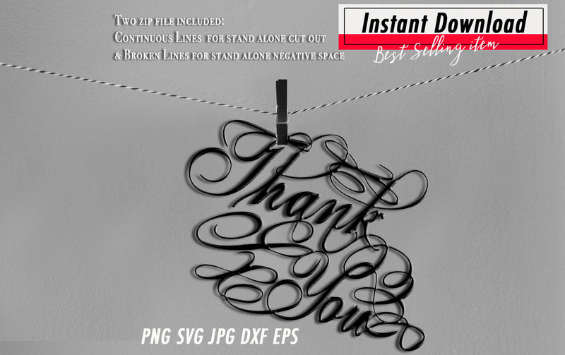 Product display of Thanks you cut out solid lines and broken lines for cutting machines 